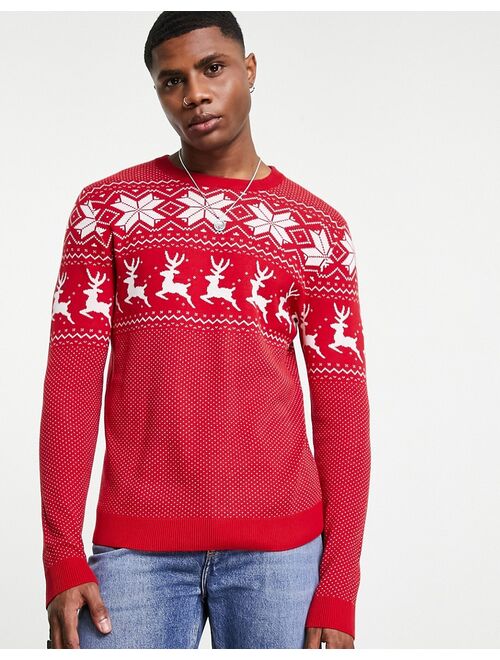 Jack & Jones Originals Christmas sweater in red