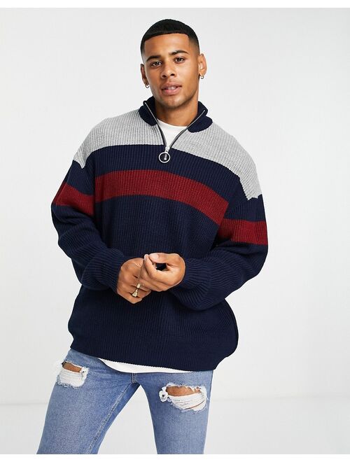 ASOS DESIGN knit half zip ribbed sweater