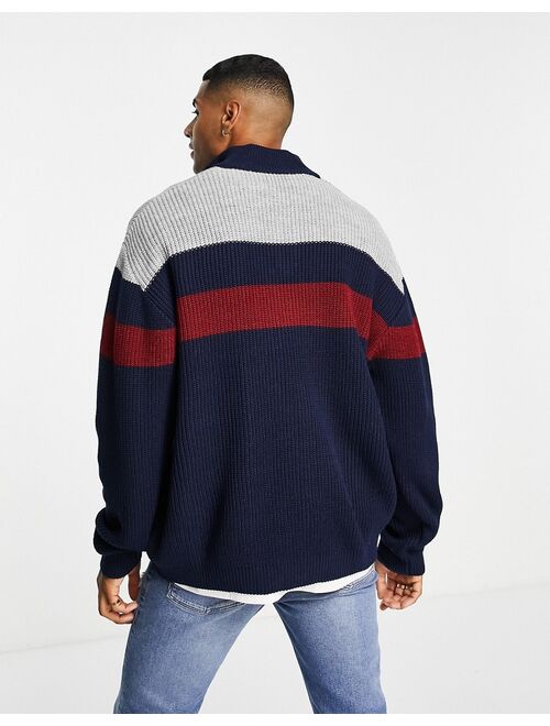 ASOS DESIGN knit half zip ribbed sweater