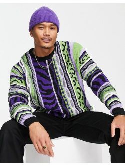 knitted pattern sweater in purple