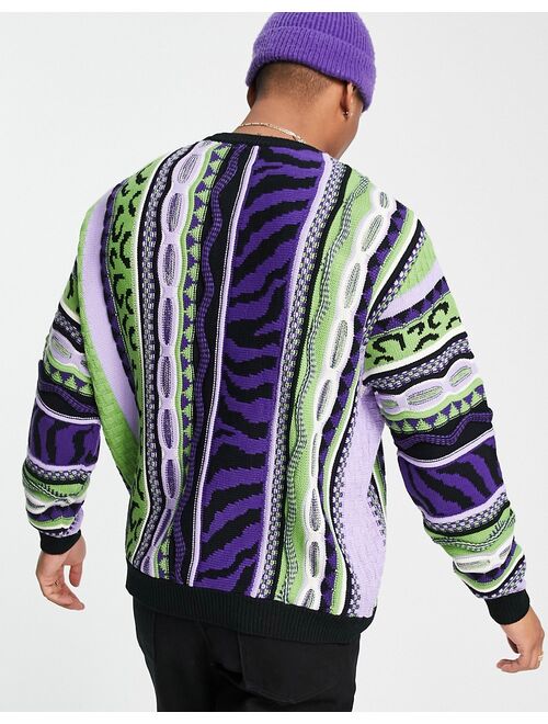 ASOS DESIGN knitted pattern sweater in purple
