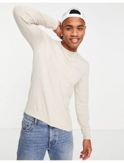 knitted cotton sweater in oatmeal heather