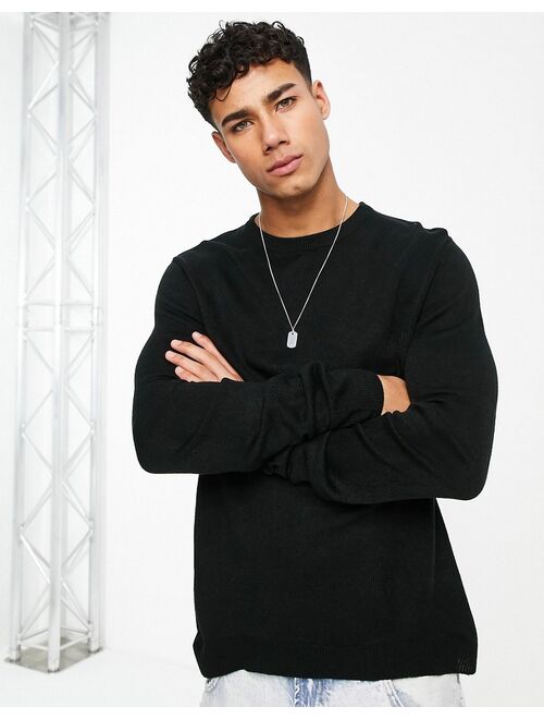 ASOS DESIGN knitted lightweight sweater in black