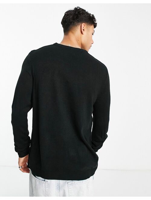 ASOS DESIGN knitted lightweight sweater in black