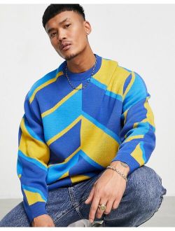knitted sweater with spliced stripes