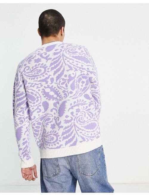 ASOS DESIGN knitted oversized sweater in paisley print