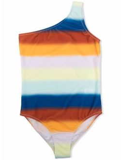 Molo stripe-print one-shoulder swimsuit