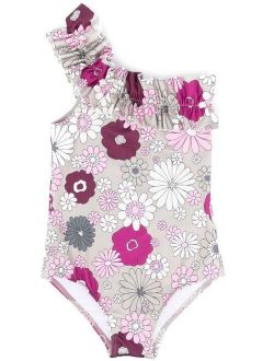 Douuod Kids floral-print one-shoulder swimsuit
