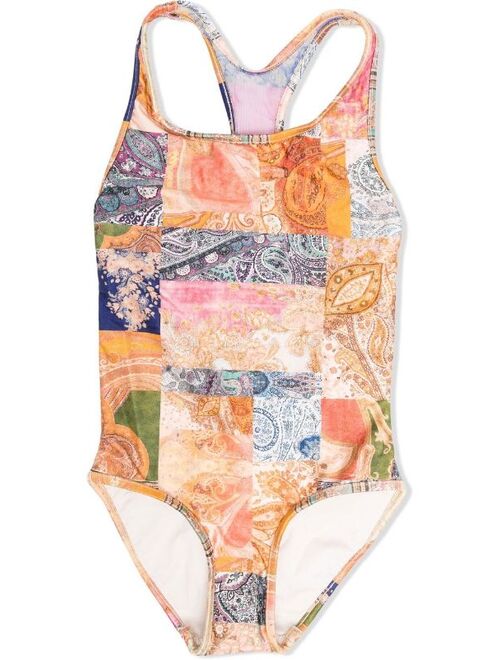 ZIMMERMANN Kids patchwork paisley-print swimsuit
