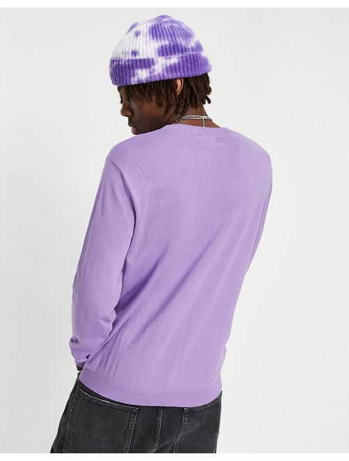 ASOS DESIGN knitted cotton sweater in lilac