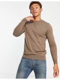 Selected Homme knit crew neck sweater in brown