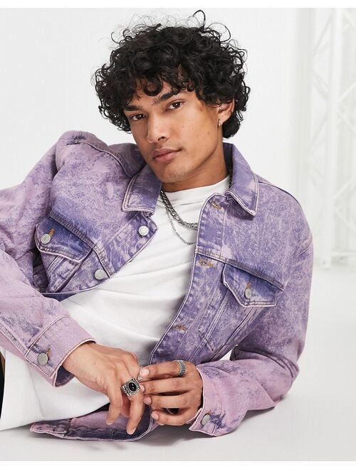 ASOS DESIGN classic fit denim jacket in light purple wash