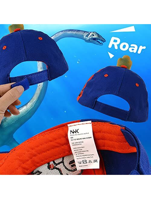 Nwk Boys Sun Hats 3D T-rex Jurassic Dinosaur Baseball Caps Cotton Funny Snapback Birthday Crazy Hats for Boys Kids