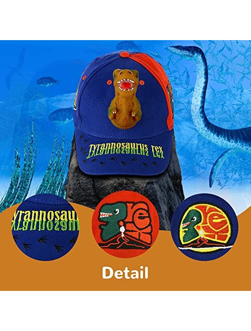 Nwk Boys Sun Hats 3D T-rex Jurassic Dinosaur Baseball Caps Cotton Funny Snapback Birthday Crazy Hats for Boys Kids