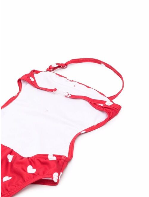 Monnalisa heart-print ruffled swimsuit