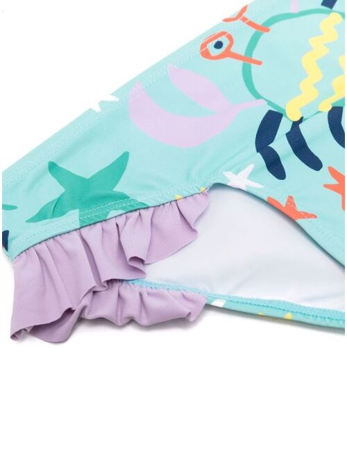 Stella McCartney Kids sea-print ruffled bikini