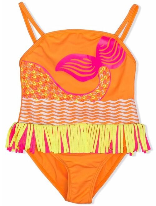 Billieblush graphic-print fringed swimsuit