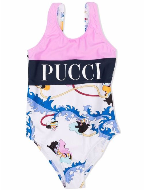 PUCCI Junior logo-print swimsuit