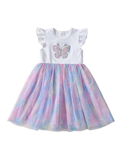 Toddler Girls Dresses Polyester Tutu Tulle Dresses Party Birthday Outfit Knee-Length 2-8Y Summer Fall Winter.