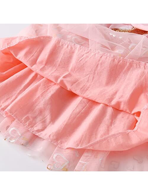 VIKITA Toddler Girls Dresses Polyester Tutu Tulle Dresses Party Birthday Outfit Knee-Length 2-8Y Summer Fall Winter.