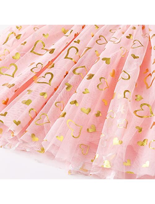 VIKITA Toddler Girls Dresses Polyester Tutu Tulle Dresses Party Birthday Outfit Knee-Length 2-8Y Summer Fall Winter.
