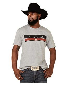 Kimes Ranch Men's Grey Broken Stripe Logo Short Sleeve T-Shirt