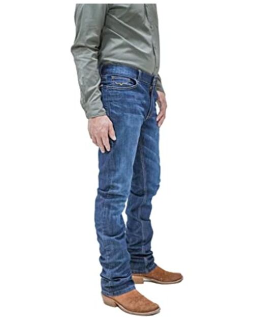 Kimes Ranch Men's Roger Dark Wash Stretch Slim Bootcut Jeans Blue