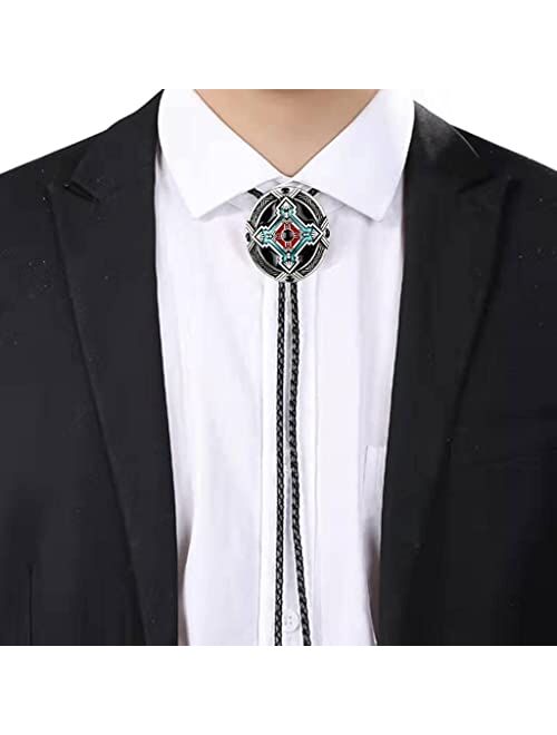 Amadw Bolo Tie For Men Celtic Gemstones Handmade Round Shape Western Cowboy Tie