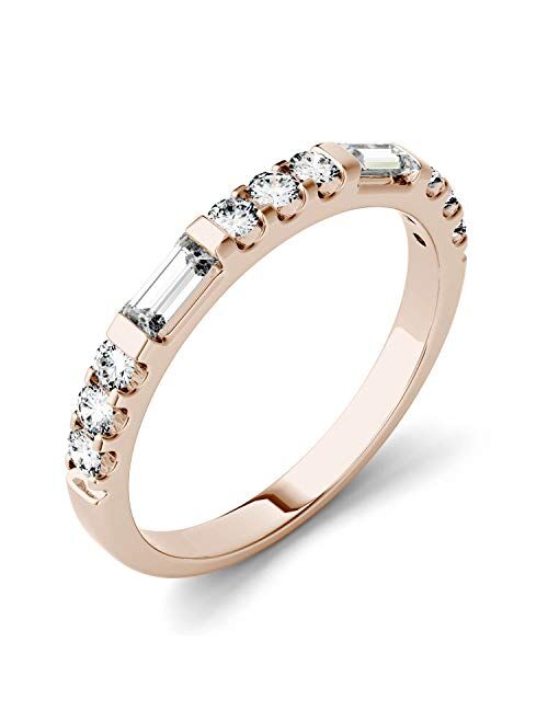 14K Rose Gold Moissanite by Charles & Colvard 4x2mm Straight Baguette Fashion Ring, 0.50cttw DEW
