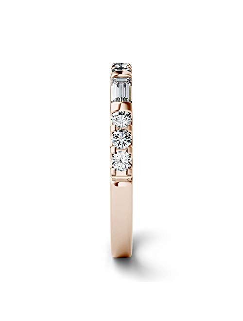 14K Rose Gold Moissanite by Charles & Colvard 4x2mm Straight Baguette Fashion Ring, 0.50cttw DEW