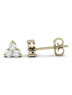Forever One Three Stone Moissanite Stud Earrings, 0.36cttw DEW (D-E-F) by Charles & Colvard