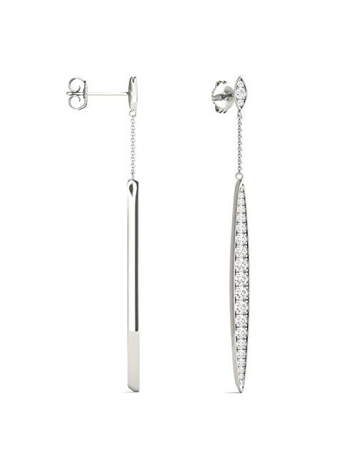 14K White Gold Moissanite by Charles & Colvard 2.4mm Round Drop Earrings, 1.02cttw DEW