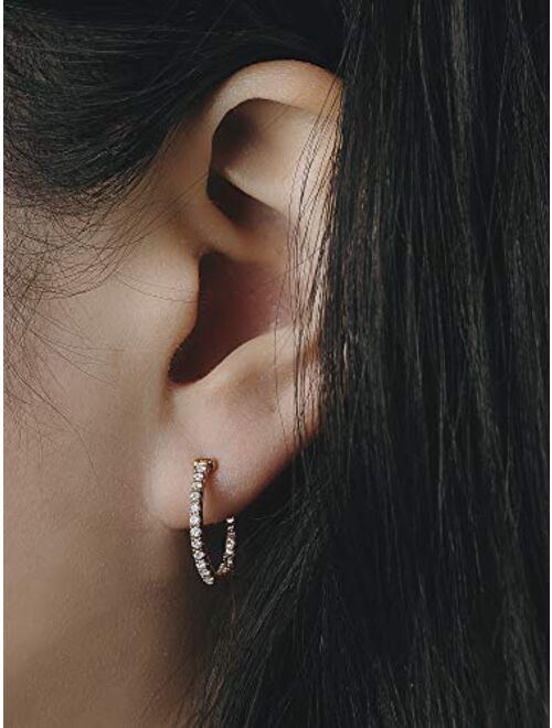 14K Rose Gold Moissanite by Charles & Colvard 1.3mm Round Hoop Earrings, 0.44cttw DEW