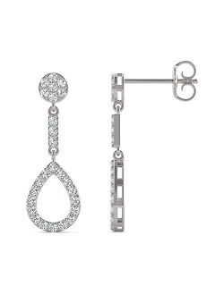 14K White Gold Moissanite by Charles & Colvard 1.3mm Round Drop Earrings, 0.52cttw DEW