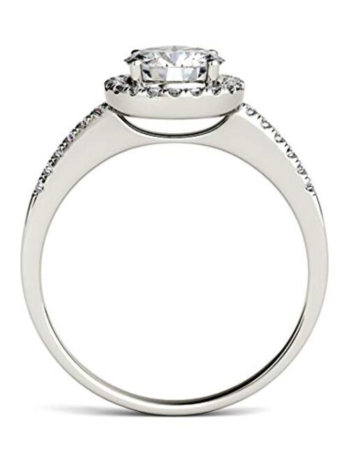 Charles & Colvard Created Moissanite 6.5mm Round Cut Engagement Ring for Women | 1.3 cttw DEW | Lab Grown | Solid 14K Gold