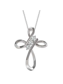 Sterling Silver Moissanite by Charles & Colvard 3mm Round Pendant Necklace, 0.30cttw DEW