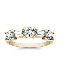 Charles & Colvard Created Moissanite 5x2mm Step Cut Baguette Fashion Ring for Women | 1.15 cttw DEW | Lab Grown | Solid 14K Yellow Gold