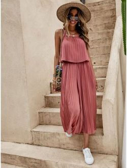 Tie Back Pleated Cami Top & Wide Leg Pants