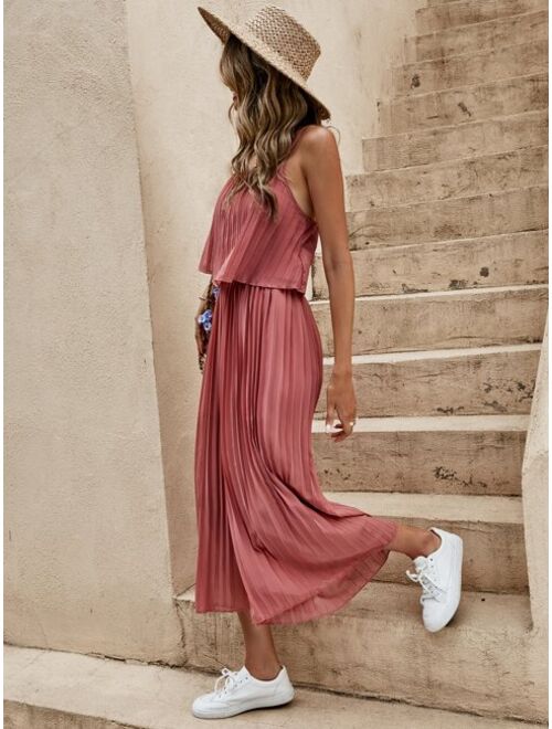 EMERY ROSE Tie Back Pleated Cami Top & Wide Leg Pants