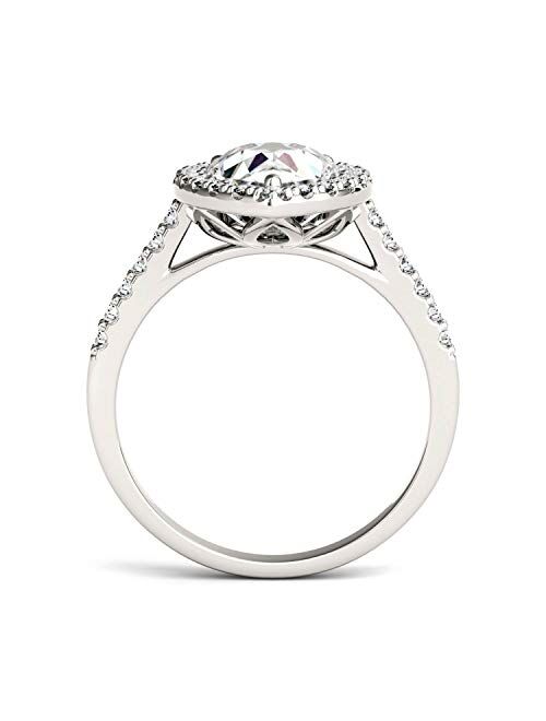Charles & Colvard Created Moissanite 10x7mm Pear Cut Engagement Ring for Women | 2.58 cttw DEW | Lab Grown | Solid 14K White Gold with Rhodium