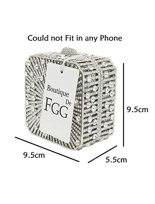Boutique De FGG Cute Women Crystal Box Clutch Evening Bags Wedding Party Cocktail Rhinestone Handbags and Purses