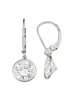 Charles & Colvard 14k White Gold 1 5/8 Carat T.W. Lab-Created Moissanite Leverback Drop Earrings