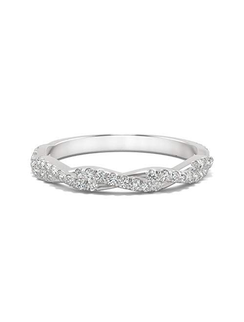 14K White Gold Moissanite by Charles & Colvard 1.2mm Round Twist Band, 0.32cttw DEW by Charles & Colvard