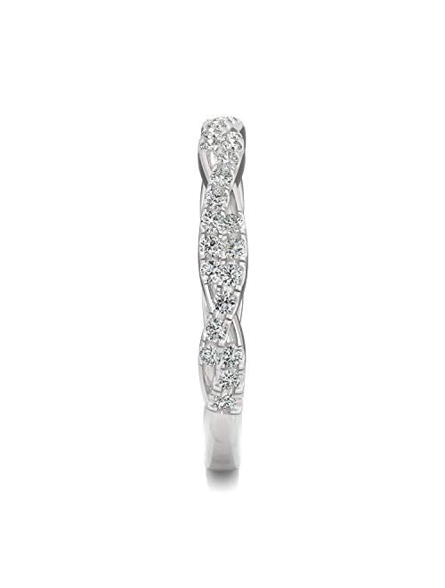 14K White Gold Moissanite by Charles & Colvard 1.2mm Round Twist Band, 0.32cttw DEW by Charles & Colvard