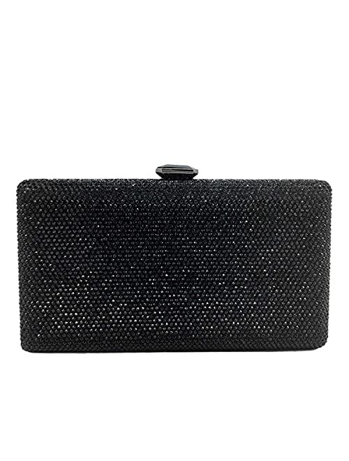 Boutique De FGG Elegant Women Box Clutch Crystal Evening Bags Wedding Handbags Bridal Purse