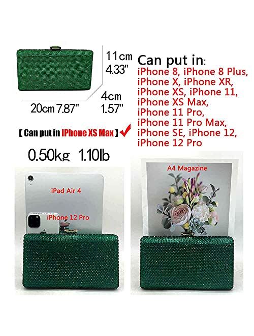 Boutique De FGG Elegant Women Box Clutch Crystal Evening Bags Wedding Handbags Bridal Purse