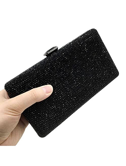 Boutique De FGG Elegant Women Box Clutch Crystal Evening Bags Wedding Handbags Bridal Purse