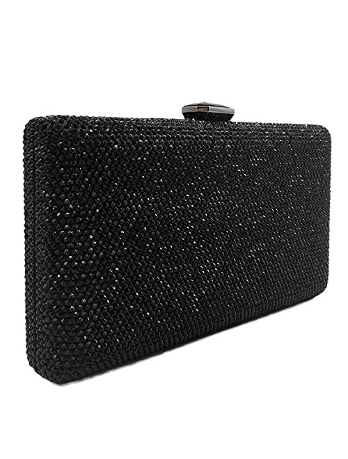 Boutique De FGG Elegant Women Box Clutch Crystal Evening Bags Wedding Handbags Bridal Purse