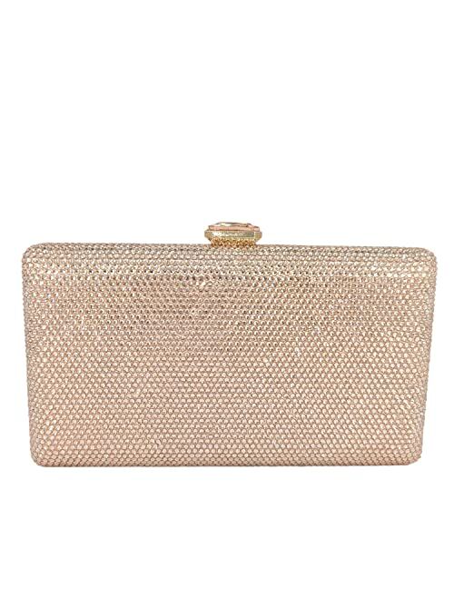 Boutique De FGG Elegant Women Box Clutch Crystal Evening Bags Wedding Handbags Bridal Purse