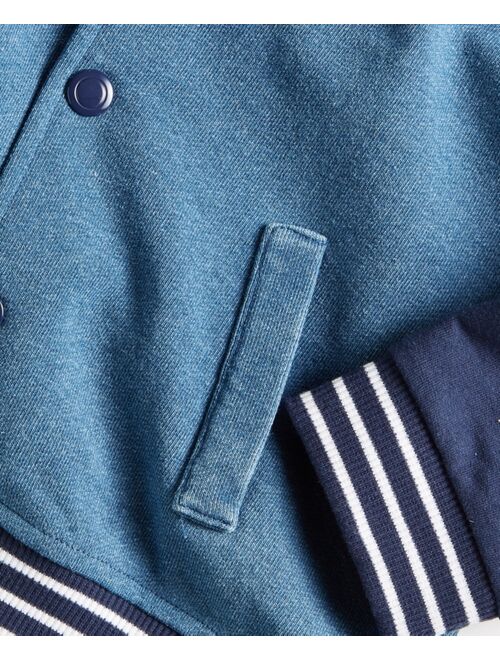 First Impressions Baby Boys Indigo French Terry Varsity Jacket, Created for Macy's